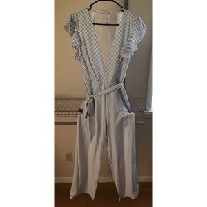 NWT blue and white striped jumpsuit